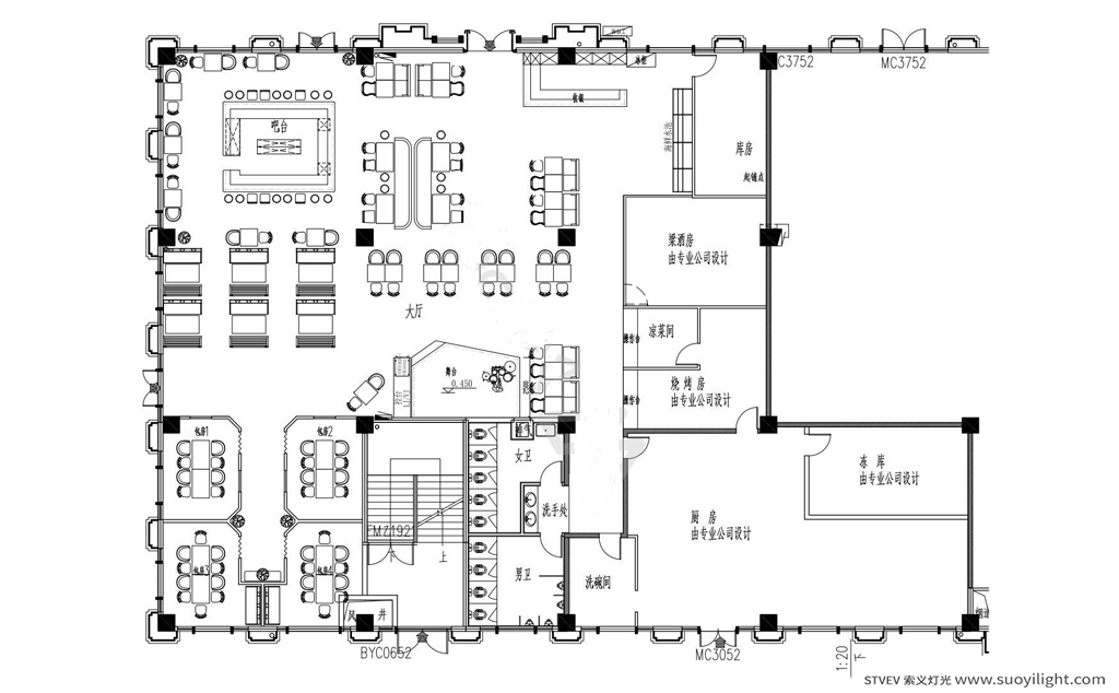 復古型音樂清吧效果圖及平面方案